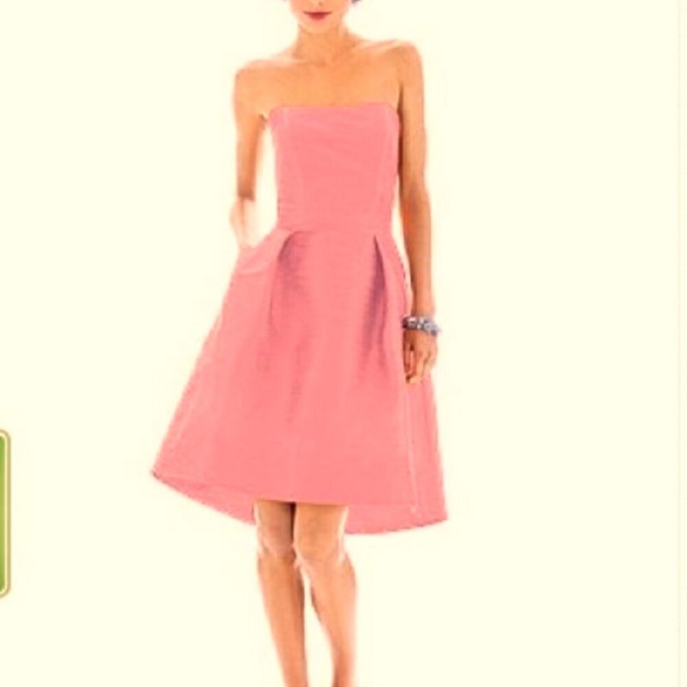 Alfred Sung 580...Cocktail Length, Strapless Dress.....Papaya...Size 8 ....NWT